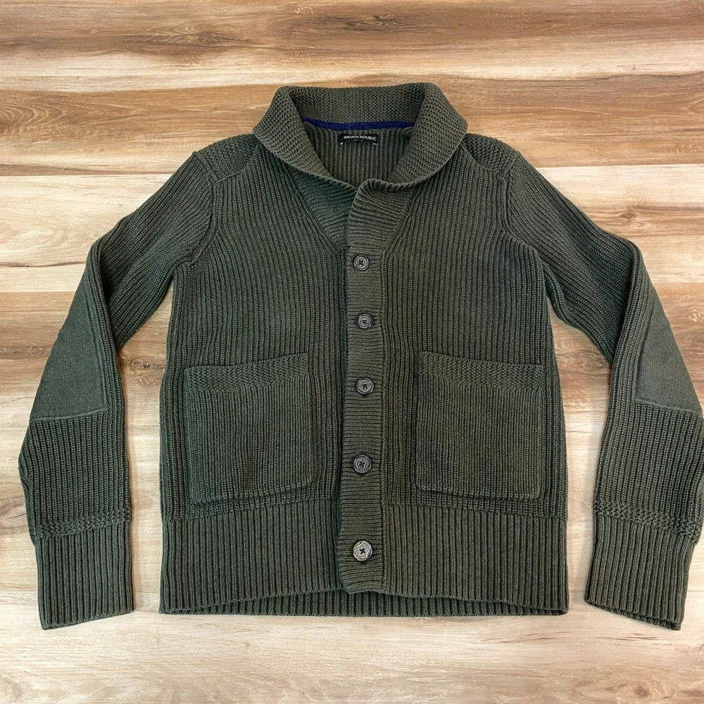 Banana Republic Olive Green Shawl Collar Cardigan Sweater